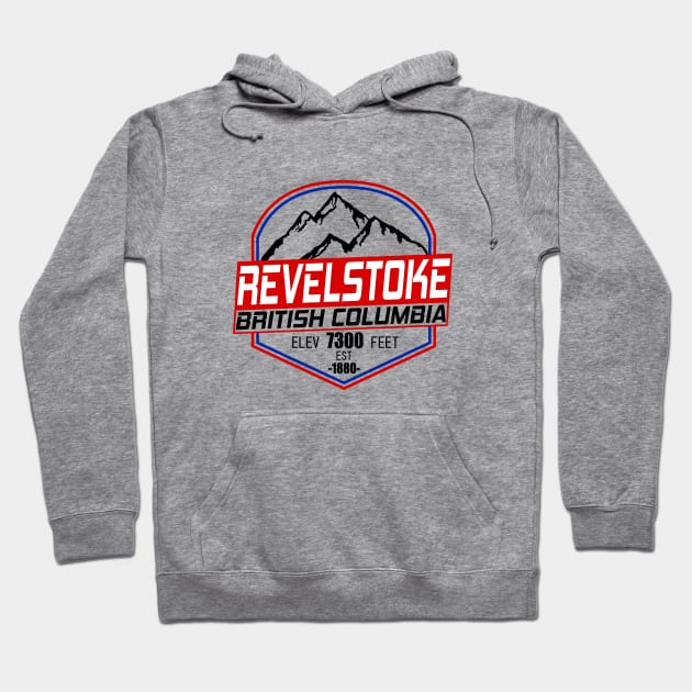 Retro Ski Revelstoke B.C Canada Skiing and Mountain Biking Paradise Hoodie by ChrisWilson